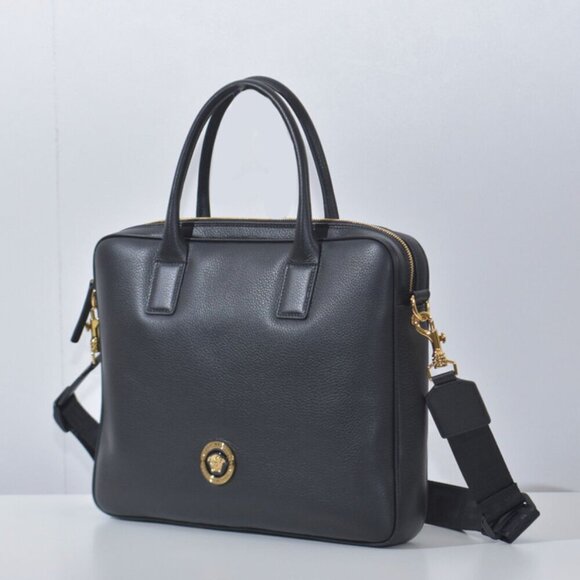 Versace Other - VERSACE 1013360 BLACK LEATHER MEDUSA MEDALION BRIEFCASE MESSENGER SHOULDER BAG